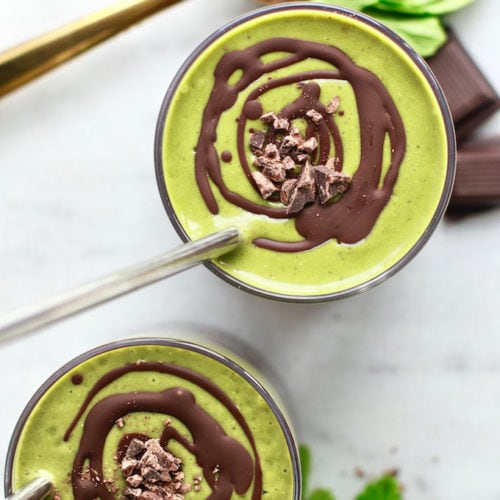 Yummy Vegan Mint Chocolate Green Protein Smoothie Recipe | Nutrition in the Kitch
