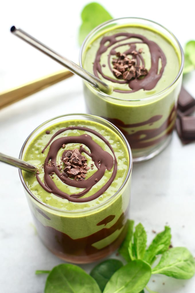 Vegan Mint Chocolate Green Protein Smoothie Recipe | Nutrition in the Kitch
