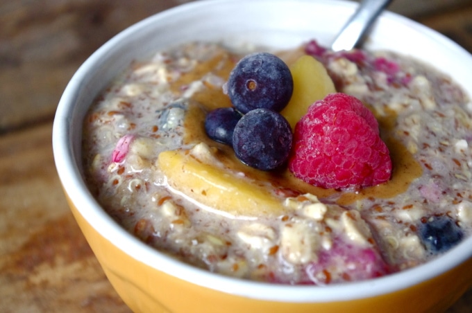 Fruit-Filled Protein-Packed Overnight Quinoa & Oats (can be vegan & gluten free!)