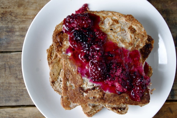 Cinnamon Raisin Protein French Toast (with smashed berries) & an awesome Tabata Workout Routine! 