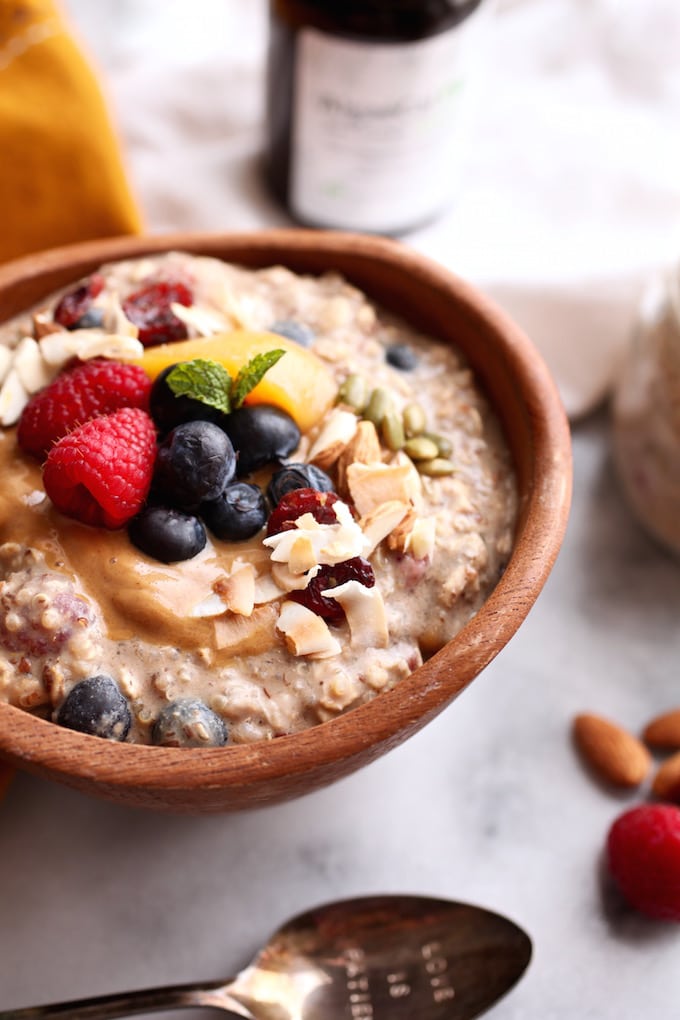 Fruit-Filled Protein-Packed Overnight Quinoa & Oats via Nutritionist in the Kitch // Gluten Free & Vegan