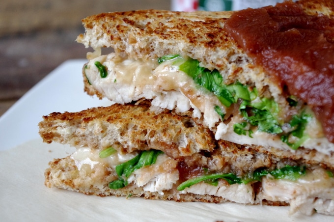 Turkey, Apple-Butter & Arugula Grilled Cheese (GF option!) via Nutritionist in the Kitch 