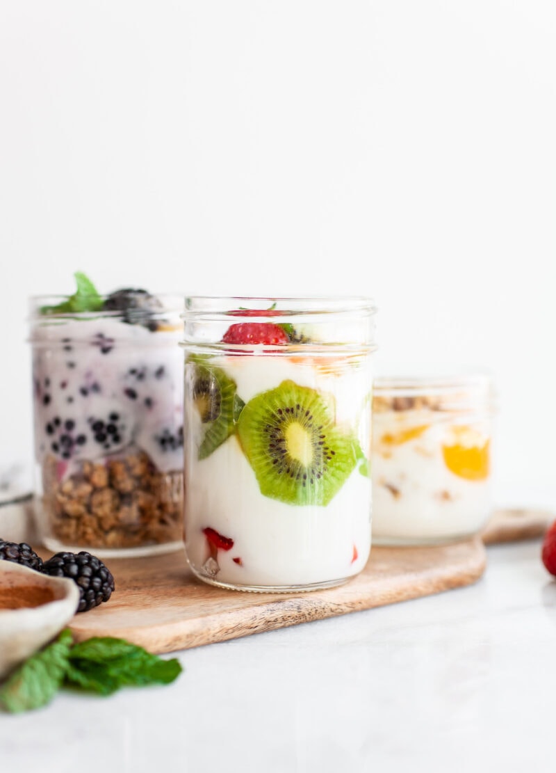 kiwi strawberry yogurt in a jar - How To Make Plain Yogurt Taste Good!