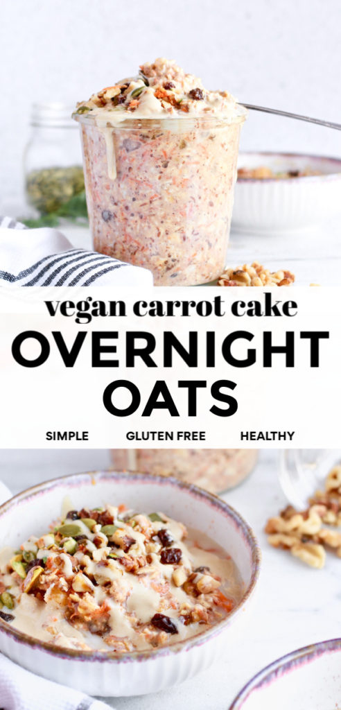 Try this delicious recipe for healthy vegan carrot cake overnight oats in a jar. This easy clean eating breakfast is full of fibre from the flaxseed so it’s great for weightloss and keeping you full all morning. Dairy free, gluten free, and so simple to make for rushed mornings!