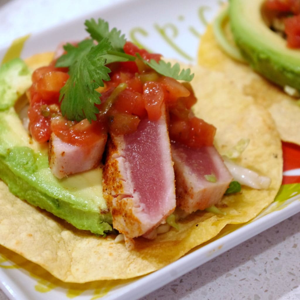 Simple Seared Ahi Tuna Tacos (GF) via Nutritionist in the Kitch 