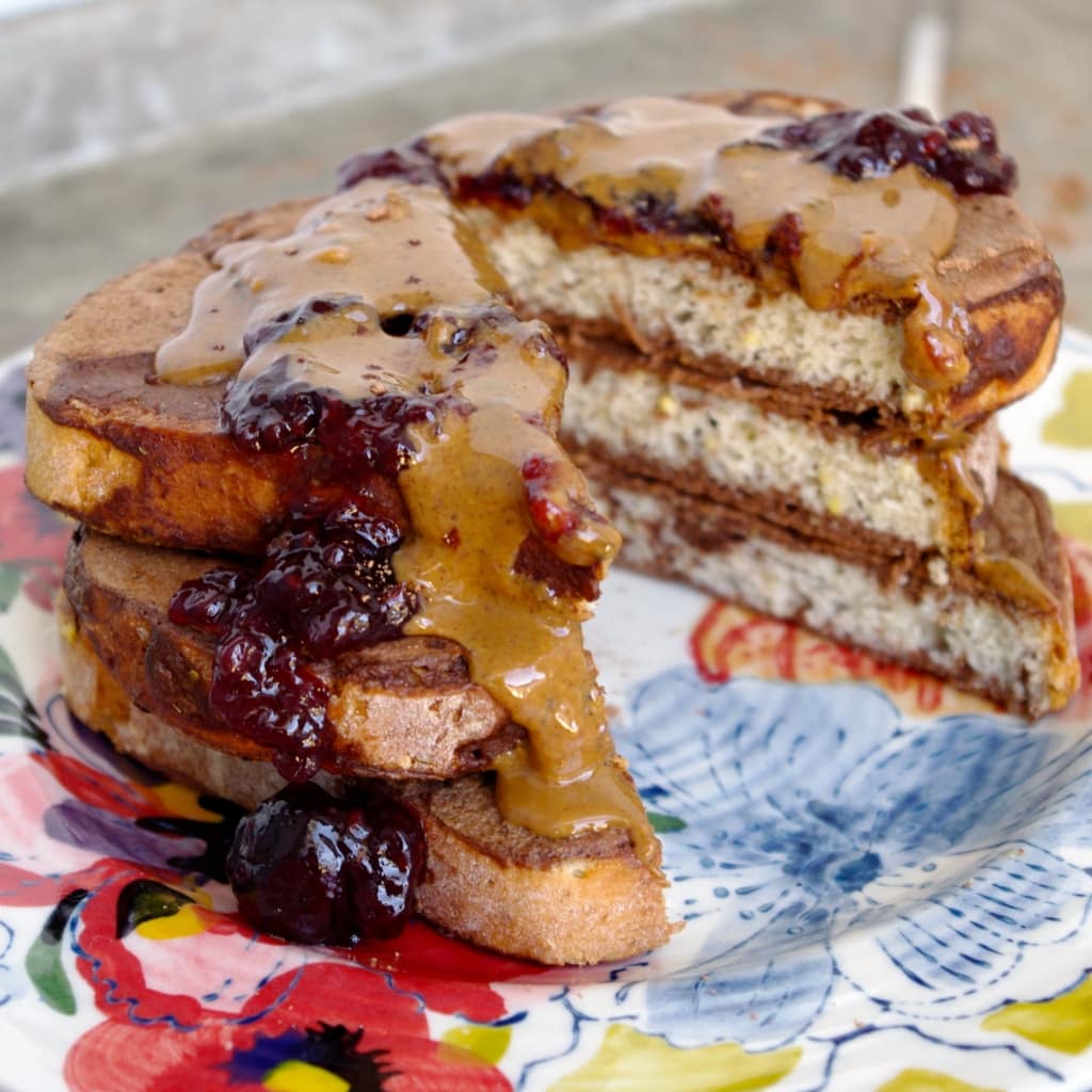 PB + C + J Protein French Toast via Nutritionist in the Kitch