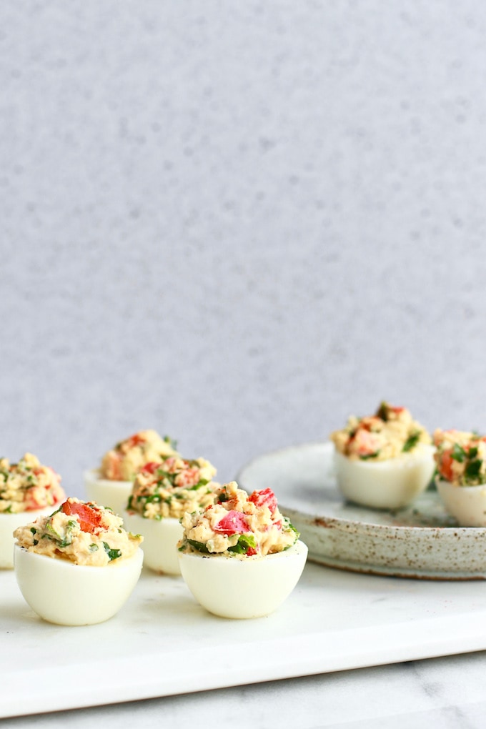 Delicious Healthy Hummus Deviled Eggs Recipe | Nutrition in the Kitch
