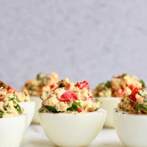 Easy & Simple Healthy Hummus Deviled Eggs Recipe | Nutrition in the Kitch