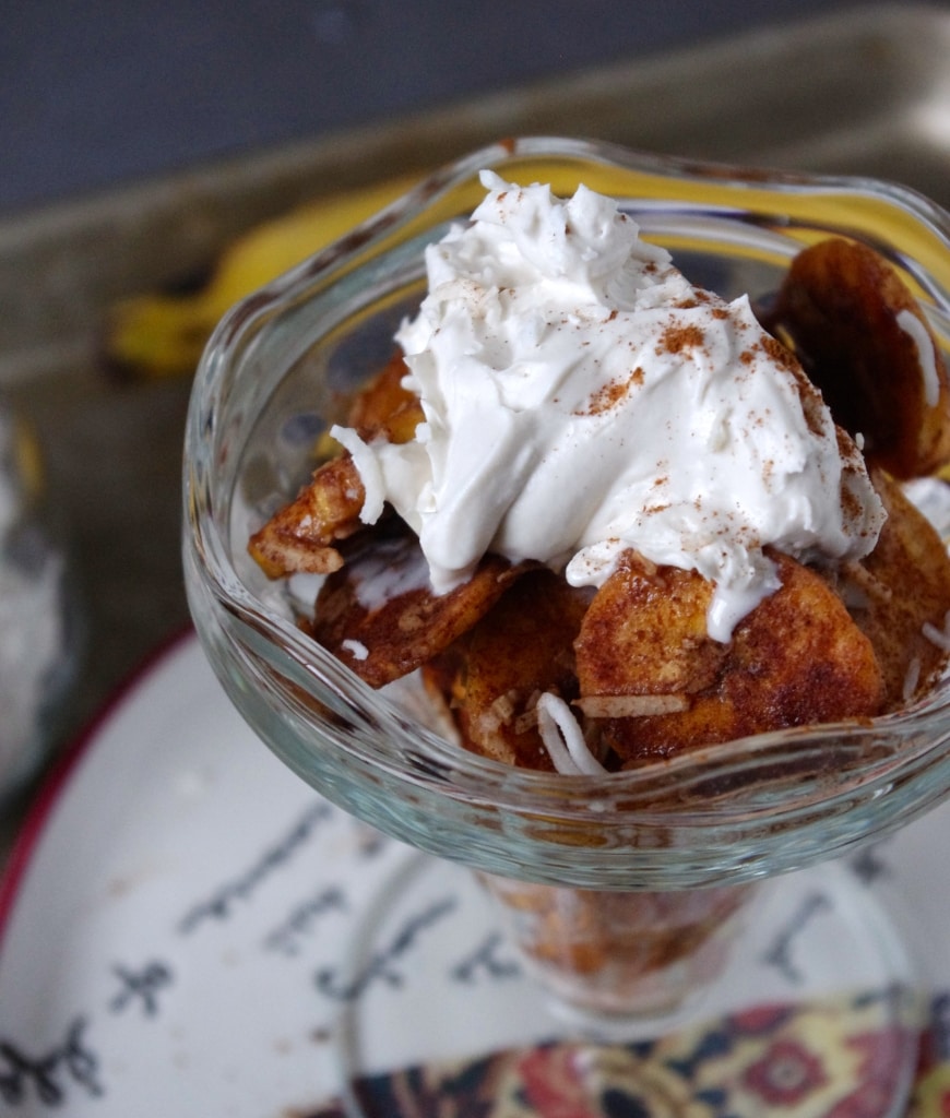 Plantains "Foster" with Coconut Whip via Nutritionist in the Kitch
