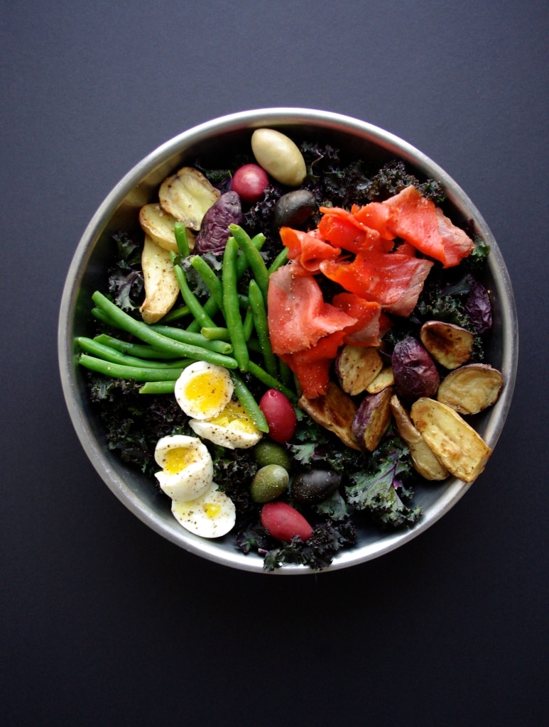 Massaged Red Kale & Lox Nicoise Salad via Nutritionist in the Kitch