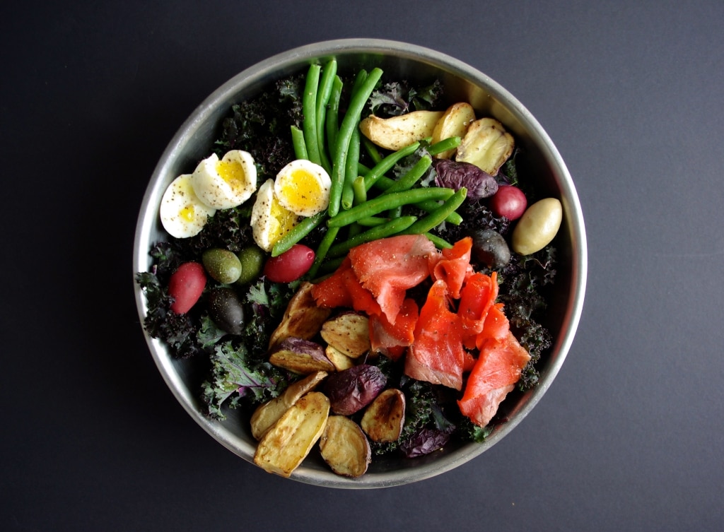 Massaged Red Kale & Lox Nicoise Salad via Nutritionist in the Kitch