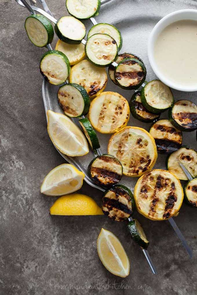 Zucchini and Summer Squash Skewers via Gourmande in the Kitchen