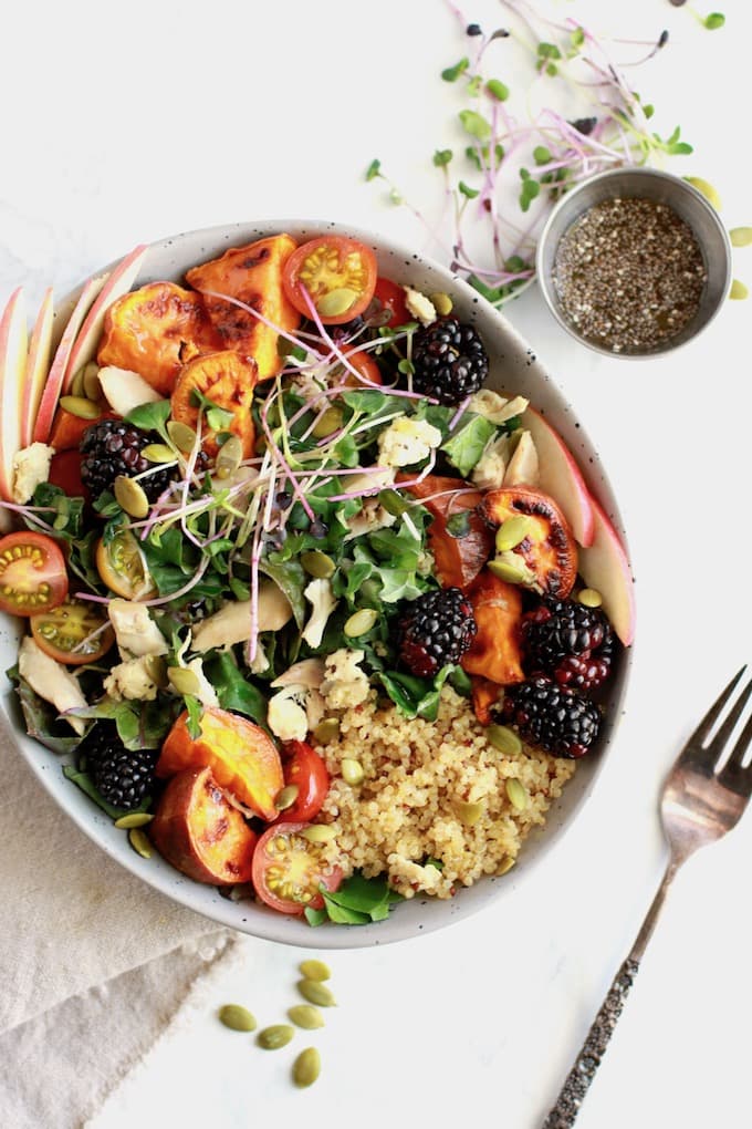 Ultimate Fall Salad Recipe with Chicken and Maple Pumpkin Chia Dressing 