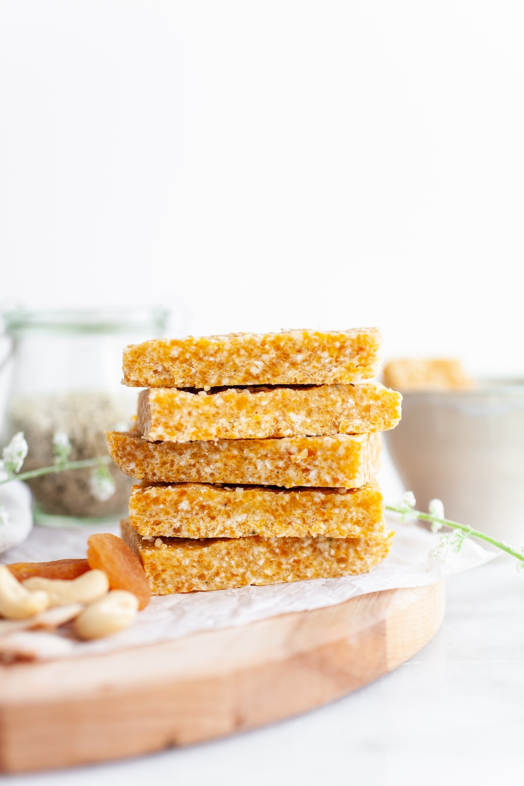 Apricot Cashew Energy Bars stacked 