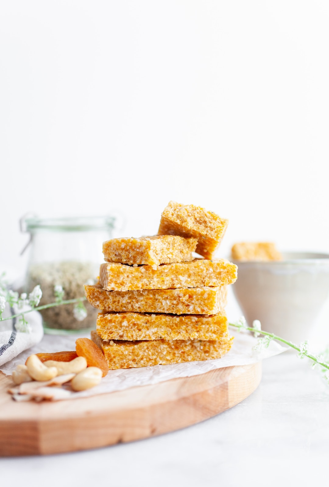 Stack of 5 Apricot Cashew Energy Bars