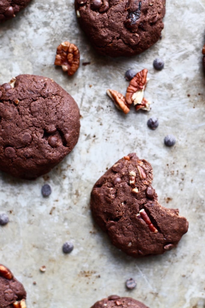 Valentine's Day Double Chocolate Chip Pecan Cookies via Nutritionist in the Kitch // Gluten & Diary Free!