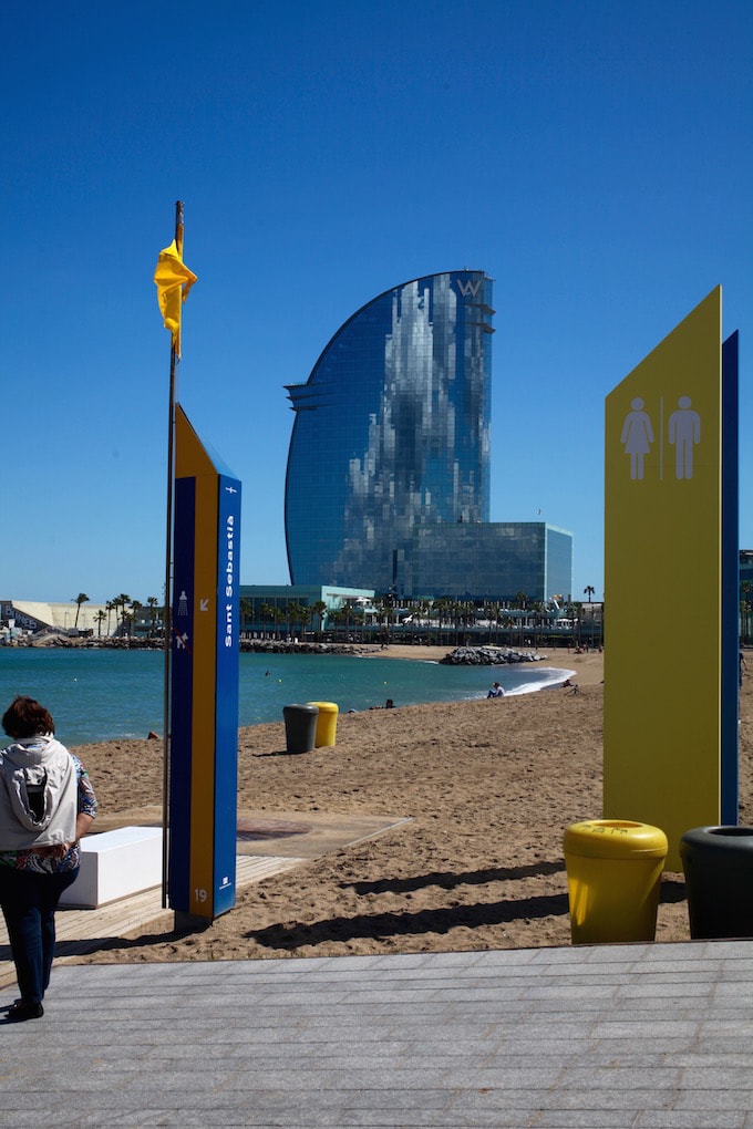 NITK's Healthy Barcelona City Guide - View of the W Hotel from Barcelona Beach