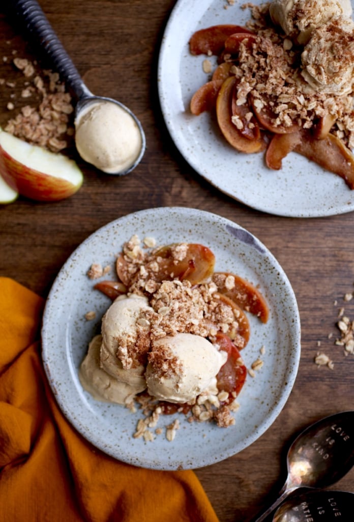 No-Bake Caramelized Apple Crumble with Pumpkin Pie Ice Cream // DF & GF via Nutritionist in the Kitch