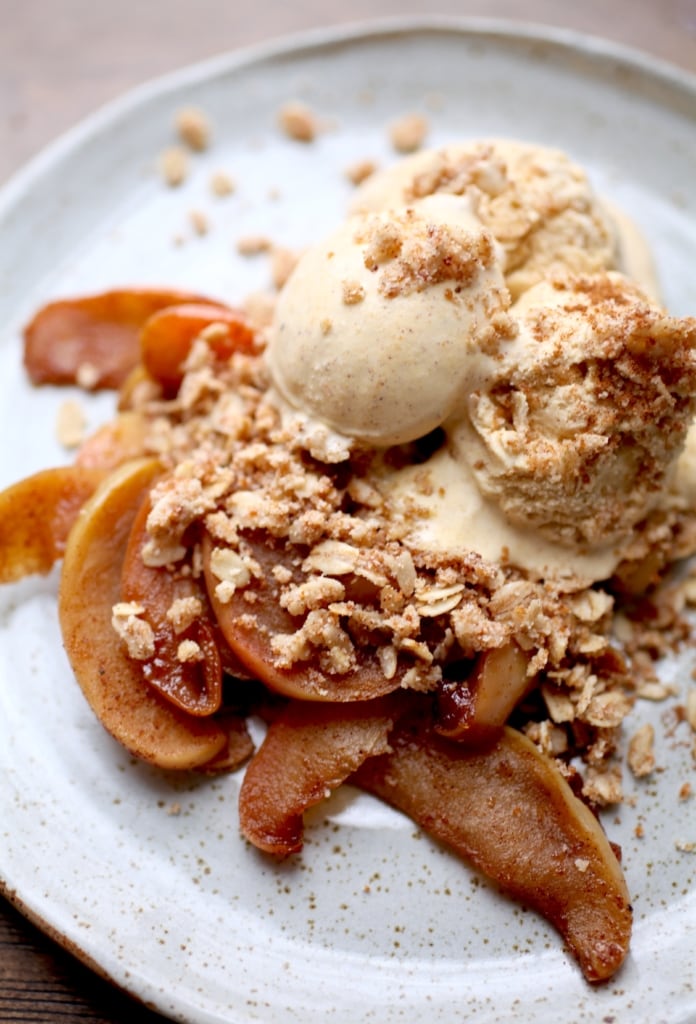 No-Bake Caramelized Apple Crumble with Pumpkin Pie Ice Cream // DF & GF via Nutritionist in the Kitch