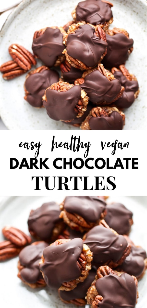 homemade turtles candy with dark chocolate