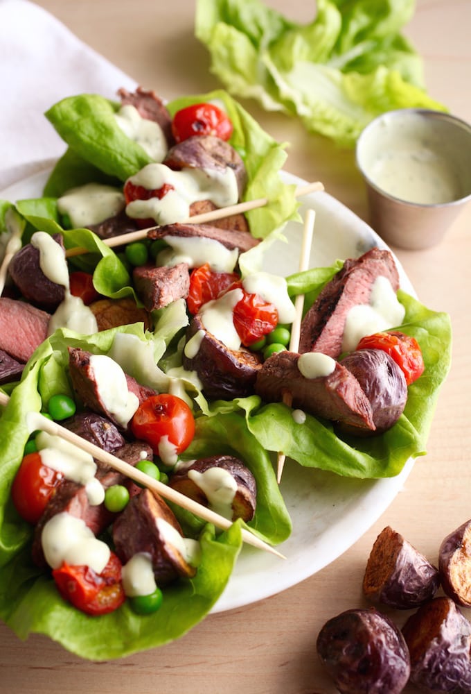 Steak & 'Blues' Salad Boats with Dilly Avocado Ranch Dressing via Nutritionist in the Kitch