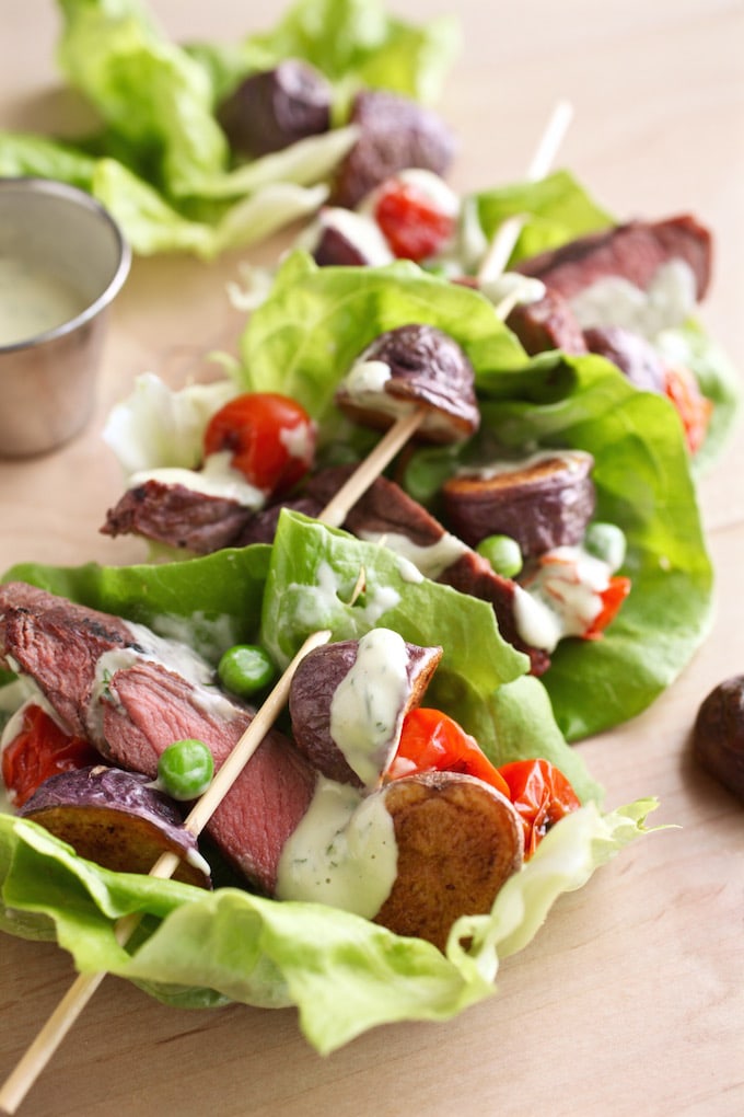 Steak & 'Blues' Salad Boats with Dilly Avocado Ranch Dressing via Nutritionist in the Kitch