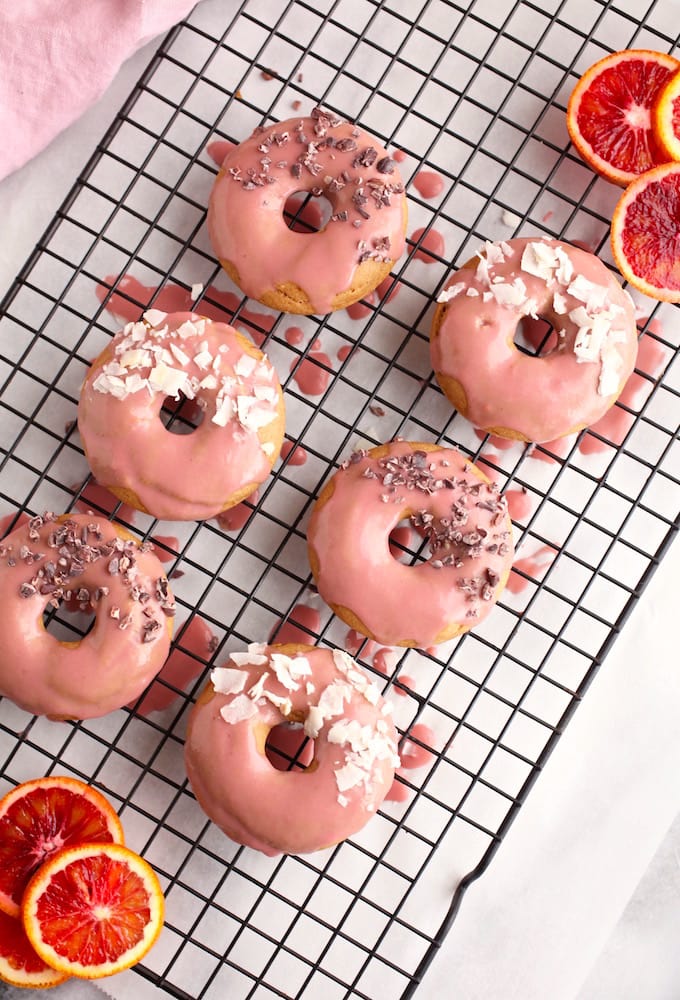 Baked Donuts with Strawberry Blood Orange Glaze // Gluten & Dairy Free via Nutrition in the Kitch