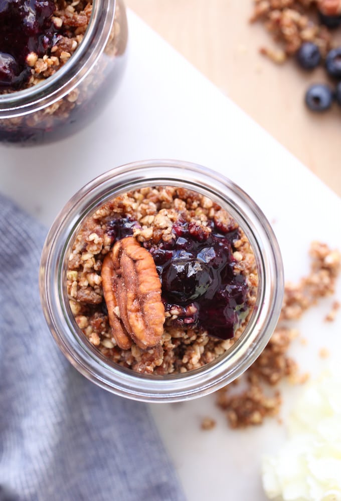 No-Bake Layered Pecan Blueberry Cobbler via Nutrition in the Kitch