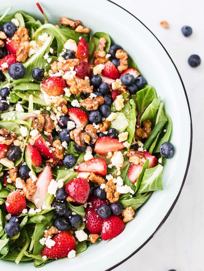 Summer Berry Salad with Maple Walnuts from Eating Bird Food
