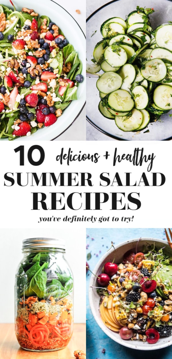 collage of healthy summer salads