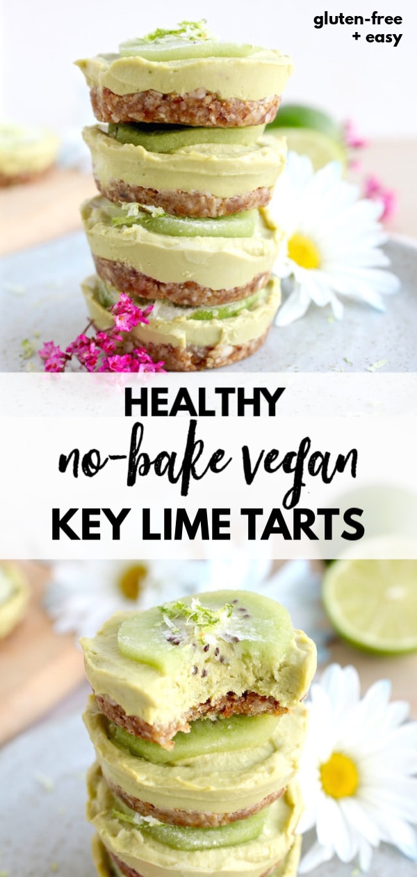 Try this healthy and gluten free vegan / plant based key lime mini tarts recipe that is easy to make, no-bake, with a healthy naturally sweet filling, and perfect for a spring or summer brunch, or mother's day!
