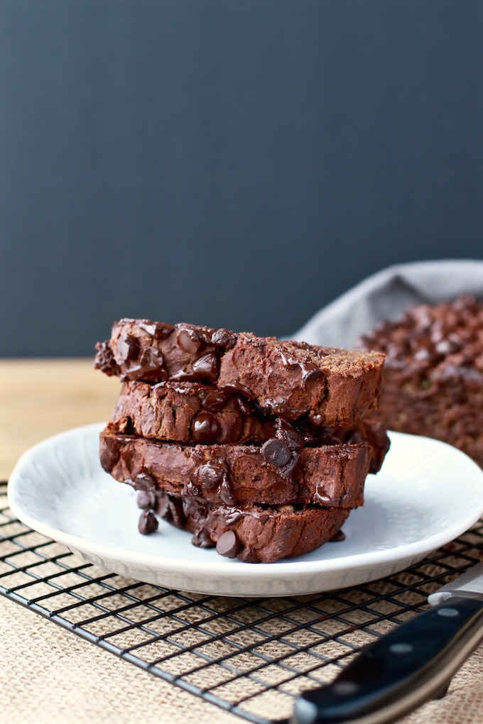 Fudgy Chocolate Banana Loaf (with hidden Zucchini and Avocado!) via Nutrition in the Kitch