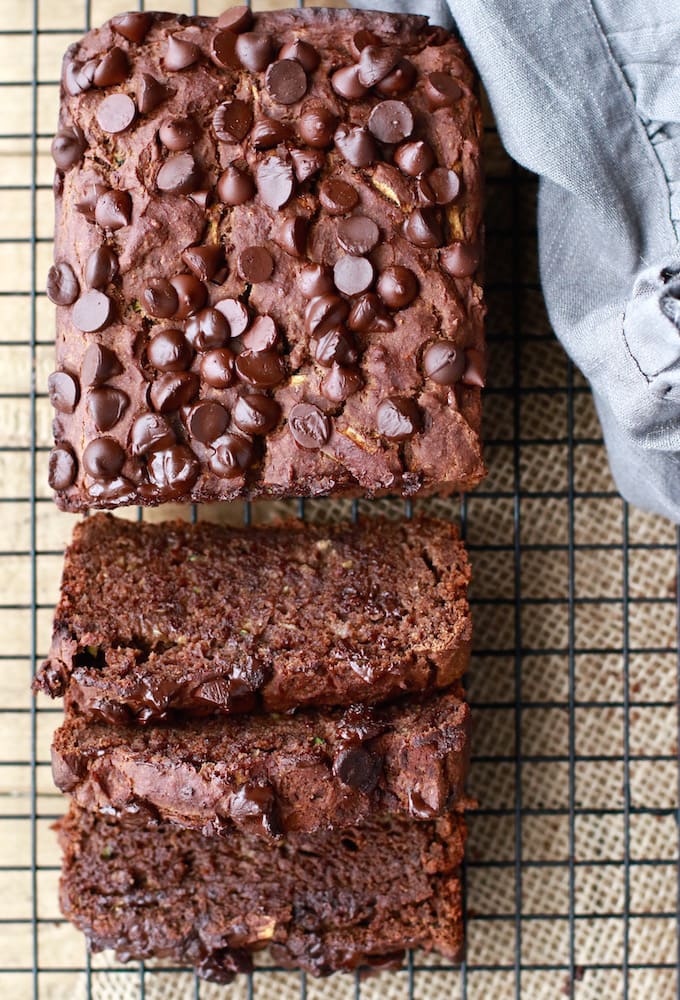 Fudgy Chocolate Banana Loaf (with hidden Zucchini and Avocado!) via Nutrition in the Kitch