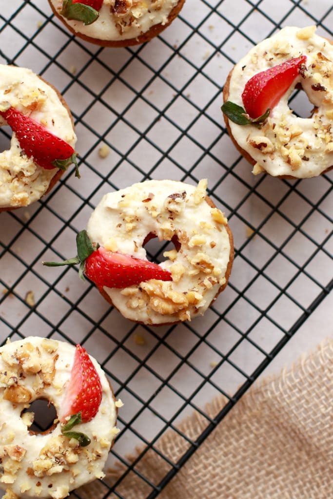Baked Carrot Cake Protein Donuts with Cashew Frosting via Nutrition in the Kitch