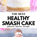 This delicious and healthy smash cake recipe is great for a baby first birthday. The homemade cake works for a boy or girl depending on your final decorating and is super easy to whip up. It’s made with banana, carrot, vanilla, coconut, and is low sugar, dairy free, and gluten free too!