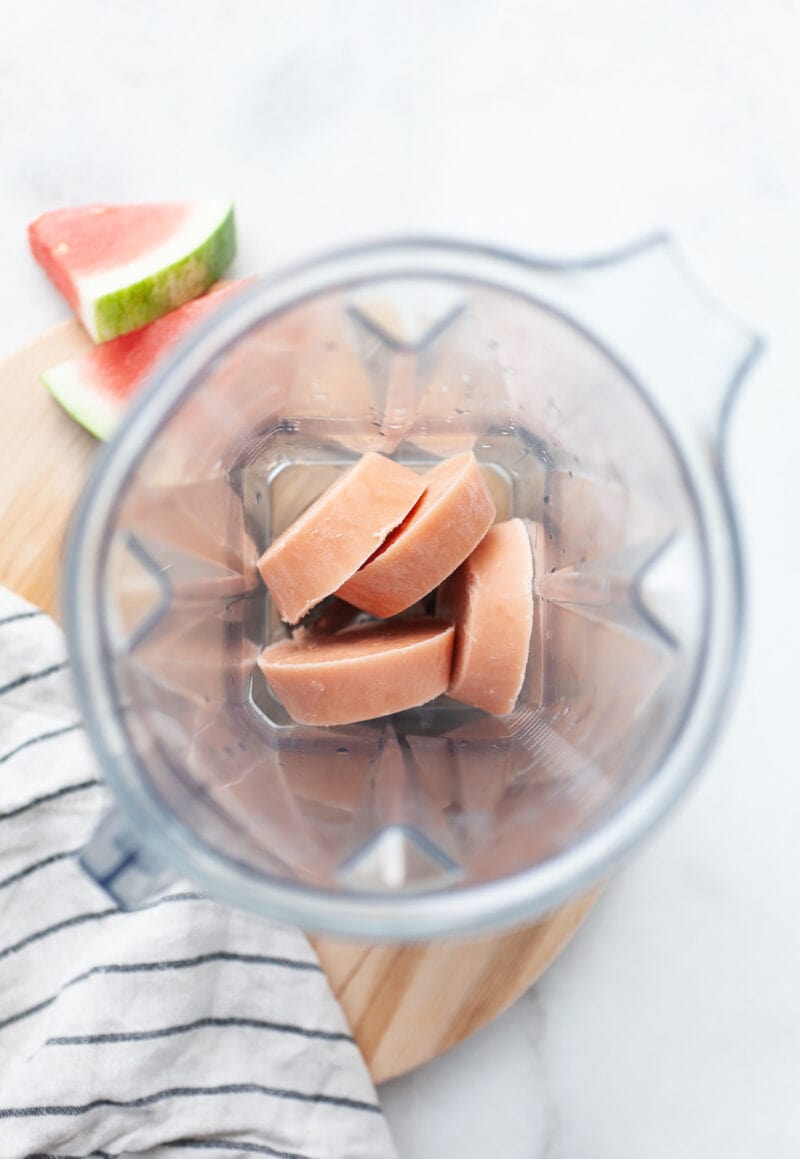 Watermelon Ice Cream being prepared in a vitamix