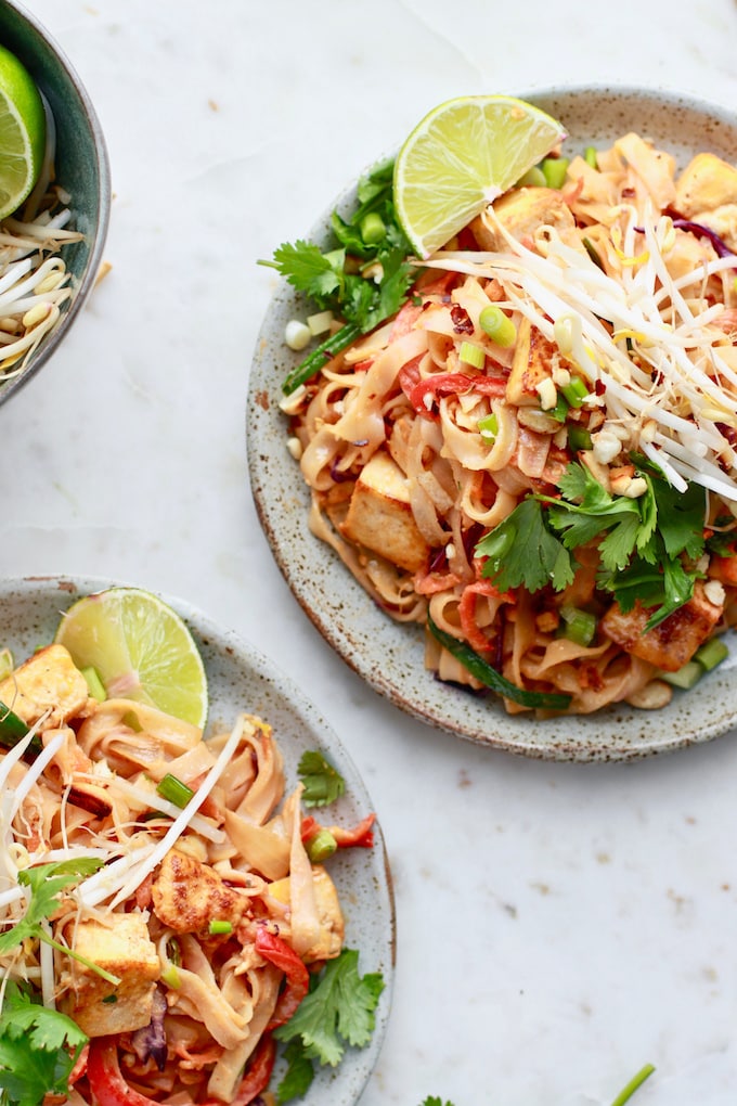 Easy, quick, and tasty gluten free Pad Thai with a healthy peanut sauce
