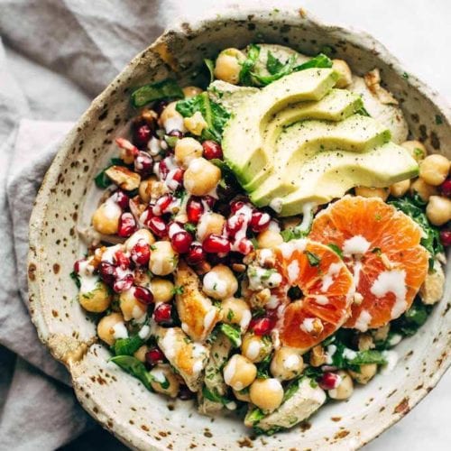 17 healthy and delicious Winter Salad and Winter Bowl recipes that are gluten free, dairy free, and some are vegan too! Easy to make, potluck friendly, and some with warm roasted veggies, these recipes will keep you fuelled and nourished all winter long!
