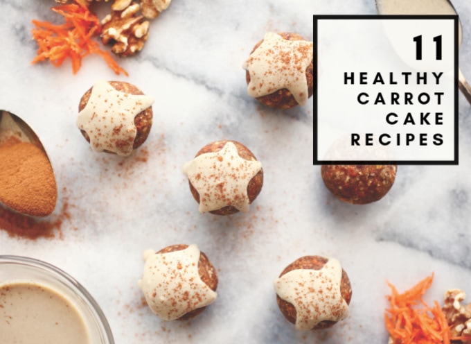 These 11 Healthy Carrot Cake Recipes are the best from around the web and aren’t just cake! There’s a cupcake recipe, homemade bites and balls, easy carrot cake cookies, and more in this delicious roundup with vegan, sugar free, dairy free, clean eating, and gluten free options! 