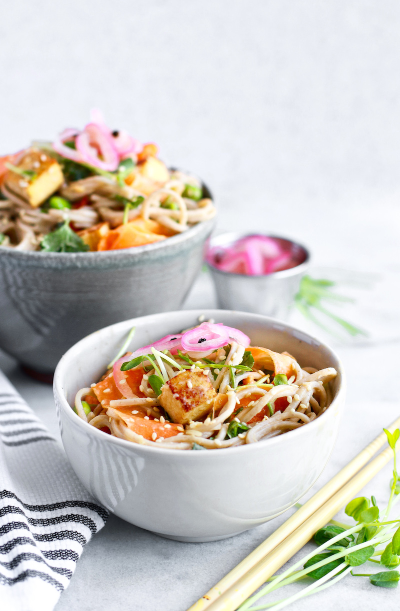 Easy and Healthy Cold Soba Noodle Salad With Tahini Lemongrass Dressing
