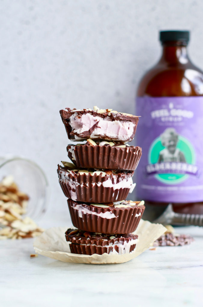 Tasty 4-Ingredient Dairy Free Ice Cream Cups with Elderberry Syrup
