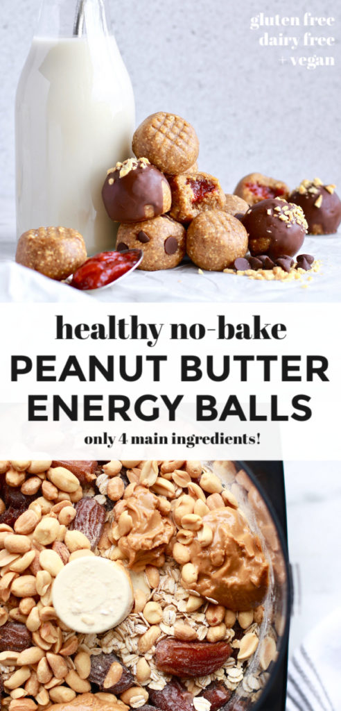 This easy and healthy no-bake peanut butter energy balls recipe makes the best snack! Made gluten free friendly with gluten free rolled oats, dairy free, and vegan these suit most diets! The peanut butter bites also contain a nice amount of protein to fill you up or satisfy your craving for sweet treats! 