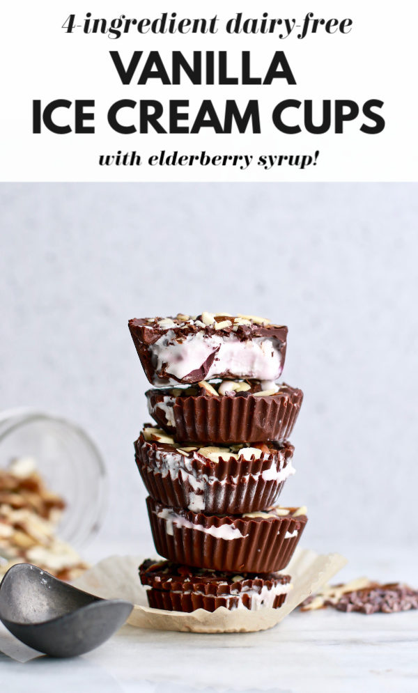 4-Ingredient Dairy Free Ice Cream Cups with Elderberry Syrup