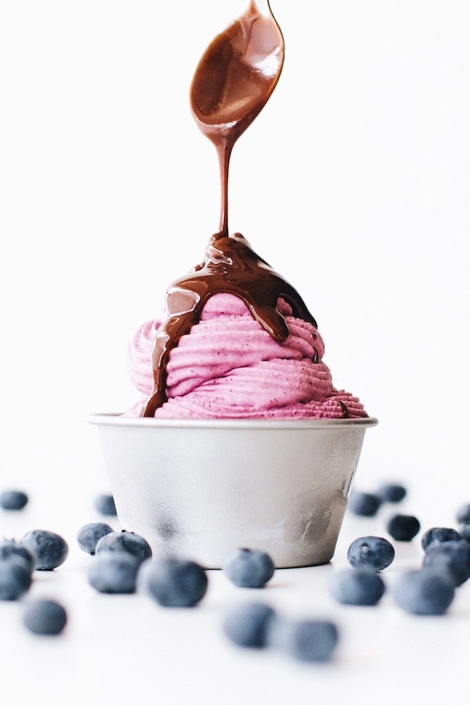 12 Homemade Dairy Free Ice Cream Recipes for Summer // Blueberry Frozen Yogurt from Feasting On Fruit