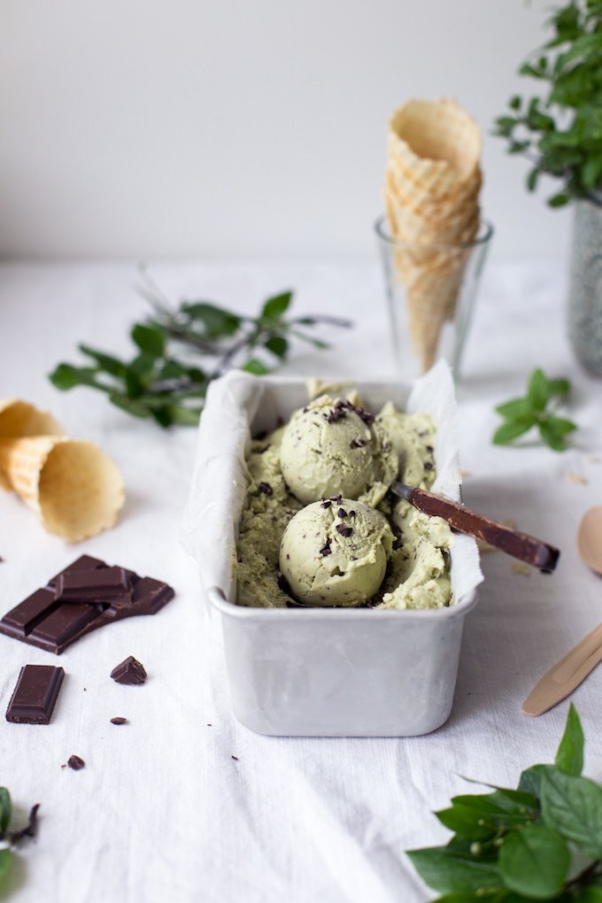 12 Homemade Dairy Free Ice Cream Recipes for Summer // Vegan Avocado Mint Chocolate Chip Ice Cream from Tuulia