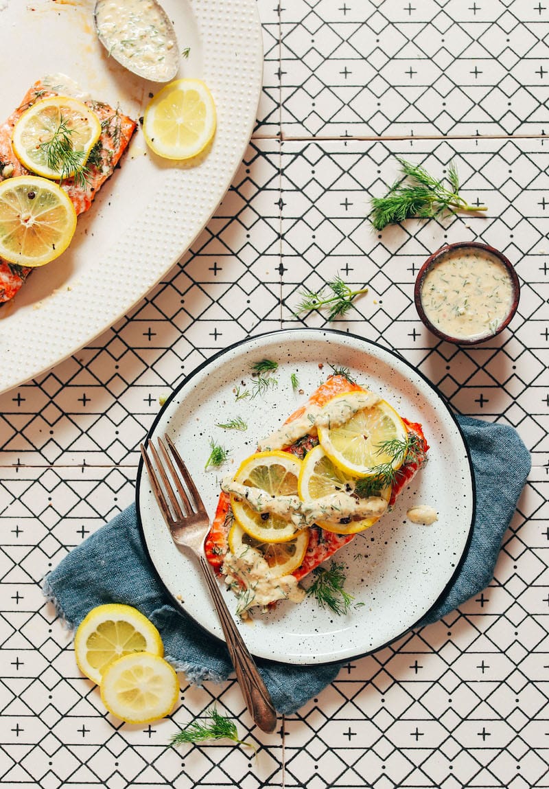 12 Healthy 20-Minute (or less!) Dinner Recipes - Lemon Baked Salmon via Minimalist Baker