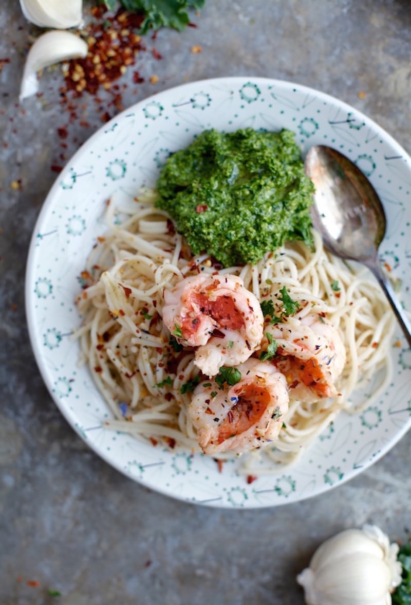 Healthy Pesto Recipes: 15 Unique & Delicious Options - Shrimp Scampi with Kale Pesto