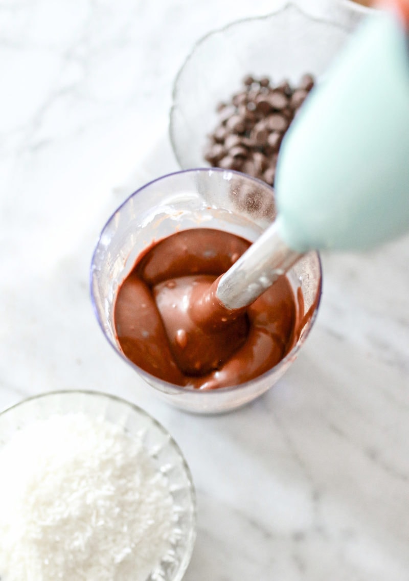 Making Easy Dark Chocolate Fudge Recipe in the kitchen with KitchenAid Hand Blender