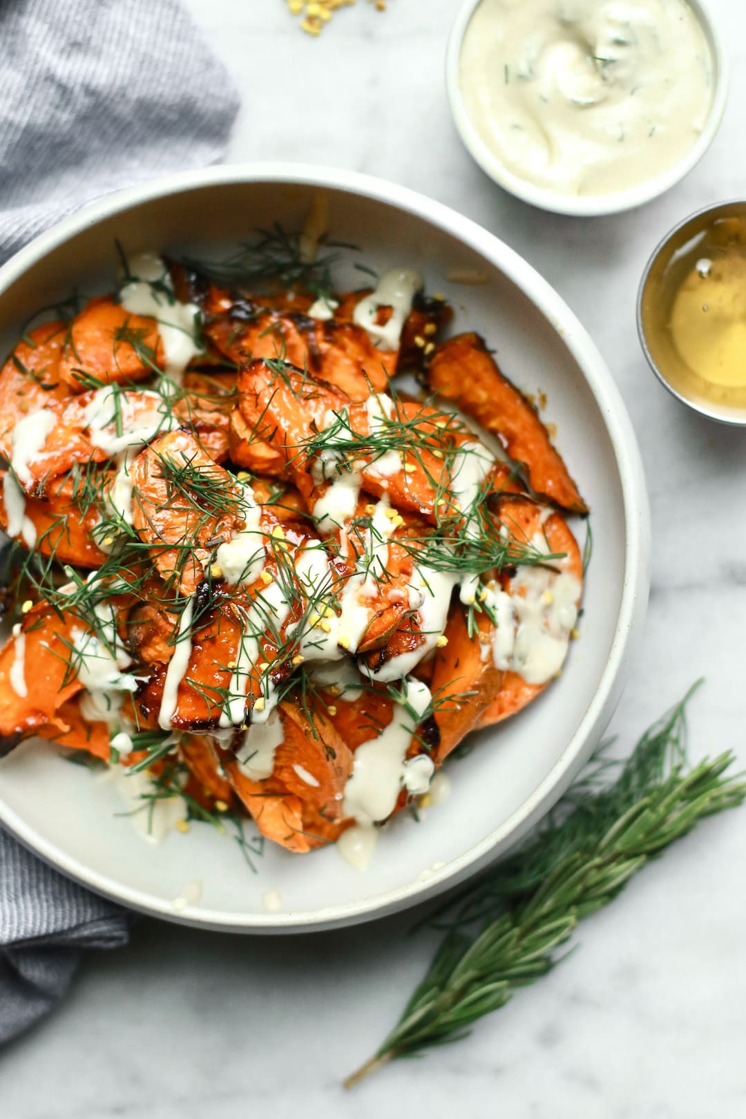 Honey-Roasted Sweet Potato Wedges with Dill