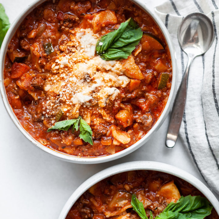 Comforting and Healthy Slow-Cooker Lasagna Soup (dairy free, gluten free)